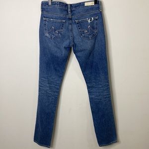 AG The Stilt Cigarette Leg Skinny Distressed Jeans 25R